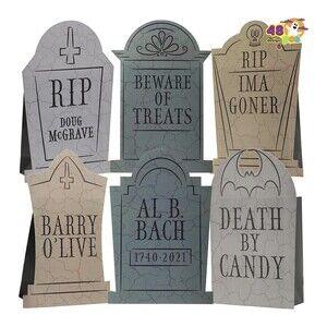 JOYIN 48 Pcs Halloween Tombstone Paper Bags Trick or Treat Candy Gift Bags